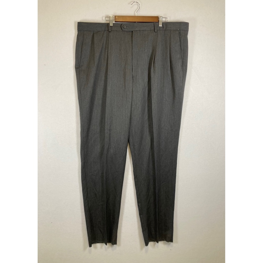 VTG NWT Greg Peters‎ Men 48 Charcoal Grey Super 100s Wool Pleated Pants Howard